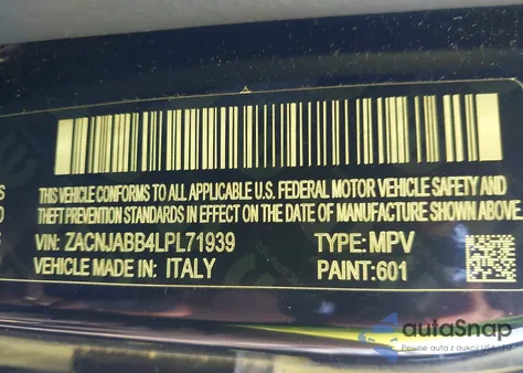 2020 Jeep Renegade Latitude Fwd from USA, damaged, VIN ZACNJABB4LPL71939